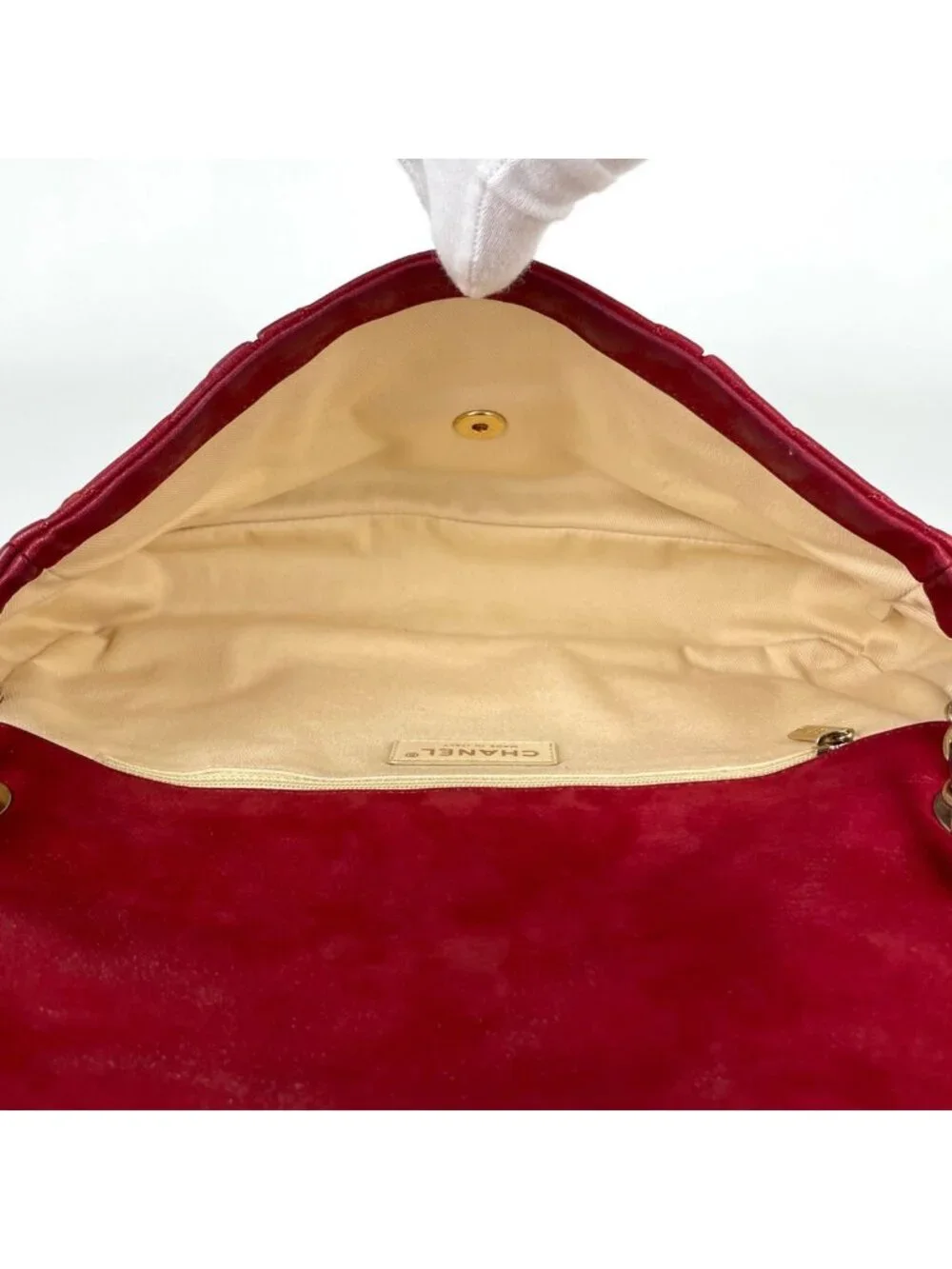 Chanel Shoulder Bag Quilted CC Logo Chain Leather Red